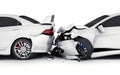 Two white car crash