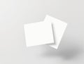 Two white cards on gray background blank cards shadow floating cards Royalty Free Stock Photo