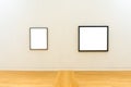 Two white clipped paintings with wooden frames