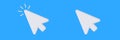 Two white computer cursors with click effect
