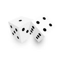 Two white dice with black dots. 3D vector object with dropped shadow Royalty Free Stock Photo