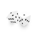 Two white dice with black dots. 3D vector object with dropped shadow Royalty Free Stock Photo