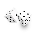 Two white dice with black dots. 3D vector object with dropped shadow Royalty Free Stock Photo
