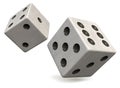 Two White Dice Isolated. on White Royalty Free Stock Photo