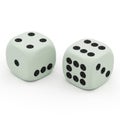 Two white dice showing different numbers isolated on white background Royalty Free Stock Photo