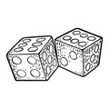 Two white dice. Vintage black vector engraving illustration Royalty Free Stock Photo