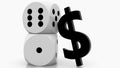 Two white dices with black dollar sign Royalty Free Stock Photo