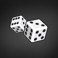 Two white dices isolated on black background. vector illustration Royalty Free Stock Photo