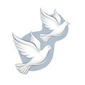 Two White Doves Flying Vector Illustration Royalty Free Stock Photo