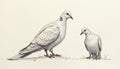 Two White Doves Standing on Plain Background at Eye Level with Pure Feathers Symbolizing Peace and Tranquility Ideal for Royalty Free Stock Photo