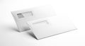 Two white envelopes with clear windows, isolated on white background mockup background Royalty Free Stock Photo