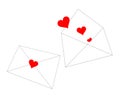 Two white envelopes with red hearts Royalty Free Stock Photo