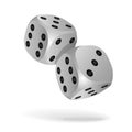 Two white falling dice isolated on white Royalty Free Stock Photo