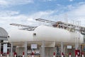 Two white fuel oil tanks are used for industrial plants Royalty Free Stock Photo