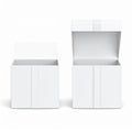 Two White Gift Boxes Open and Closed on White Background Royalty Free Stock Photo