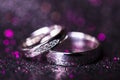 Two white gold wedding rings Royalty Free Stock Photo