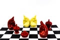 Two of white horse Chess charactor around with red enemy