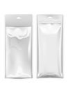 Two White Long Blank Hang Slot Plastic Pocket Bag Royalty Free Stock Photo