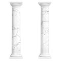 Two White Marble Corinthian Columns With Fluted Shafts On White Background pillar Royalty Free Stock Photo