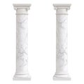Two White Marble Ionic Columns with Corinthian Capitals on White Background image stock Royalty Free Stock Photo