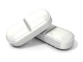 Two white medicine pills - tablets