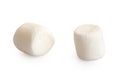 Two white mini marshmallows isolated on white