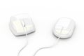 Two white pc mouses