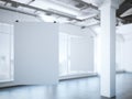Two white posters in a modern loft. 3d rendering
