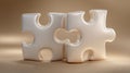 Two white puzzle pieces with one missing piece of the puzzle Royalty Free Stock Photo