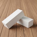 Two white rectangular blocks on a wooden surface Royalty Free Stock Photo