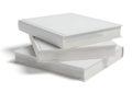Two white rectangular foam blocks stacked on top of each other against a white background Royalty Free Stock Photo