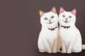 Two white smiling cats are sitting next to each other. Generative AI, generative artificial intelligence
