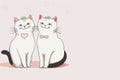 Two white smiling cats are sitting next to each other. Generative AI, generative artificial intelligence