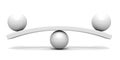 Two white spheres scale balance concept Royalty Free Stock Photo