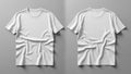 Two white t-shirts displayed side by side on a gray background mockup isolated on white background Royalty Free Stock Photo