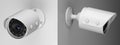 Two white wireless security surveillance camera on the wall Royalty Free Stock Photo