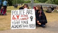 EXETER, DEVON, UK - June 06 2020: Two white women hold signs at a Black Lives Matter demonstration