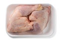 Two whole chicken legs in plastic food tray Royalty Free Stock Photo