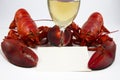 Two Lobsters, Menu or Recipe Card, Wine Glass Royalty Free Stock Photo