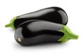 Two whole eggplants or aubergine isolated on a white background. Royalty Free Stock Photo