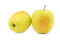 Two whole fresh yellow apples Royalty Free Stock Photo