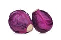 Two whole red cabbage vegetable isolated on white Royalty Free Stock Photo