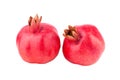 Two whole red ripe pomegranates on white background isolated close up Royalty Free Stock Photo