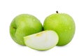 Two whole and slice of green apple or granny smith apple