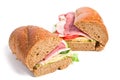 Two whole wheat baguette sandwiches Royalty Free Stock Photo