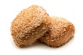 Two wholemeal bread rolls from spelt isolated