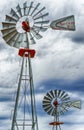 Two wind wheels or wind pumps up close Royalty Free Stock Photo