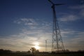 Two windmills at sunrise Royalty Free Stock Photo