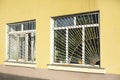 Two windows with bars. Windows on ground floor Royalty Free Stock Photo