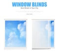 Two Windows With Blinds Overlooking Cloudy Sky